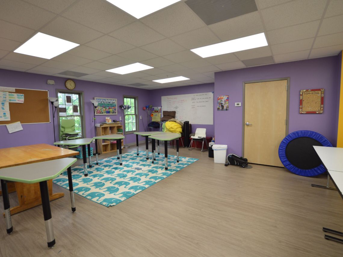 Core Community School Classroom, purple walls